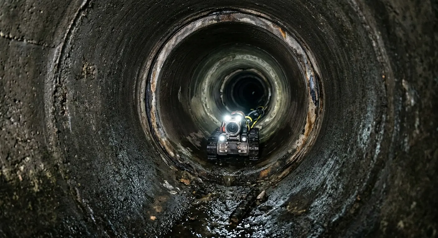 Robotic sewer camera inspecting pipe interior for Drain Snake Service in Forrest City